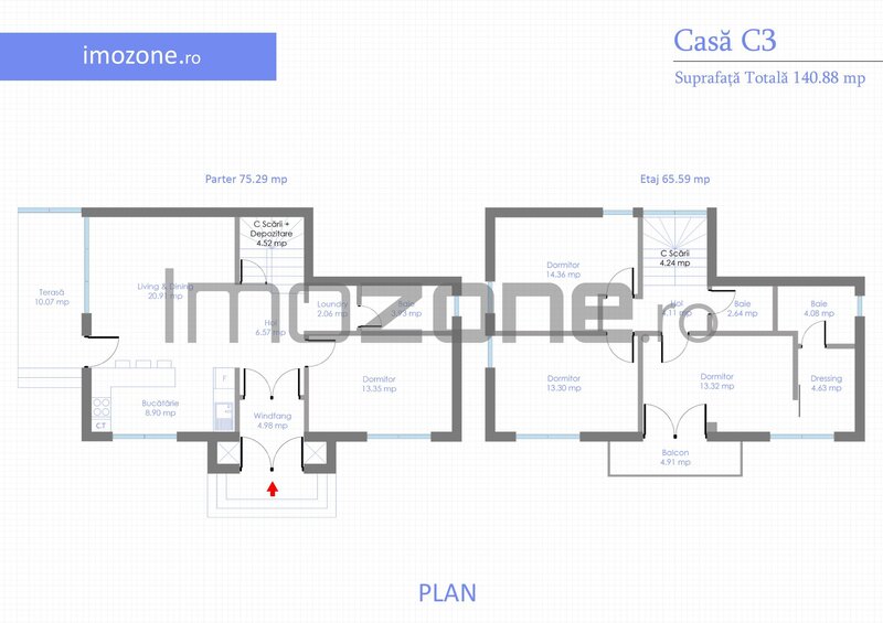 Otopeni - zone Ferme, vila P+1, 4 camere,  3 dormitoare, 3 bai,  COMISION 0%